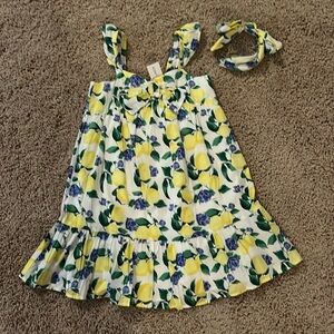 Janie and Jack lemon dress/matching headband girls